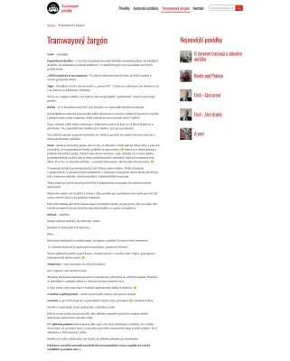 Stránka se slovníčkem odborných tramvajových pojmů