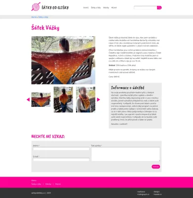 Ukázka stránky s konkrétním háčkovaným výrobkem